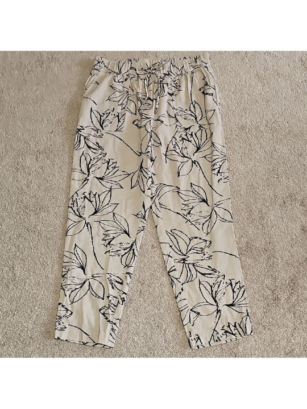 Calvin Klein Beige and Black Patterned Pants
